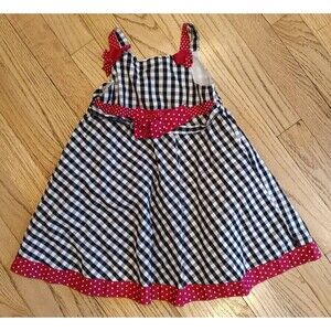 Specially Baby Size 24 Months Girls Checker Bows Strap Summer Dress 100% Cotton